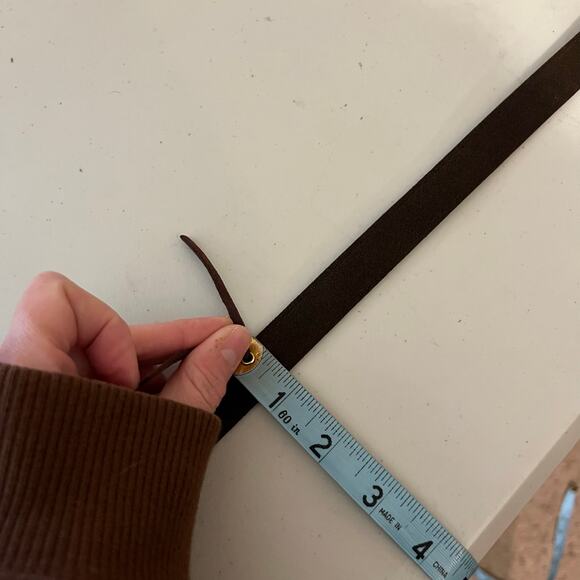 Vintage 90s Brown Vegan Leather Golden Buckle Belt Size Small - Medium - Picture 6 of 8